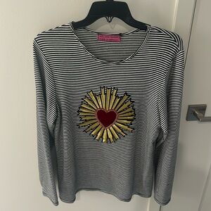 Melissa Masse striped heart embellished long sleeve T-shirt